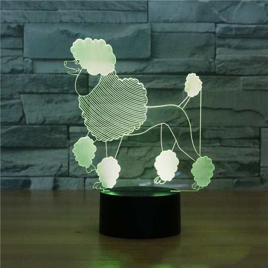 Lámpara 3D Caniche con Luz Nocturna Táctil Multicolor LED
