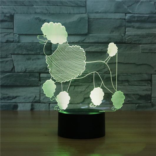 Lámpara 3D Caniche con Luz Nocturna Táctil Multicolor LED