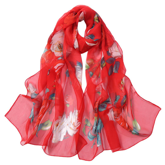 Pañuelo de Seda con Protección Solar y Estampado de Rosas - Image 25