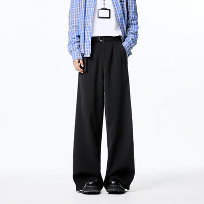 Pantalones Holgados de Pierna Recta con Drapeado Elegante
