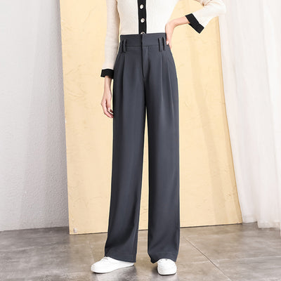 Pantalón Ancho de Cintura Alta Drapeado Elegante para Otoño e Invierno - Image 11