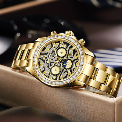 Reloj Mecánico Automático Hombre con Calendario Sol Luna Estrella Resistente al Agua - Image 2
