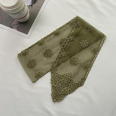 Pañuelo de Seda Bordado con Encaje - Cinta para Cabello Elegante - Image 22