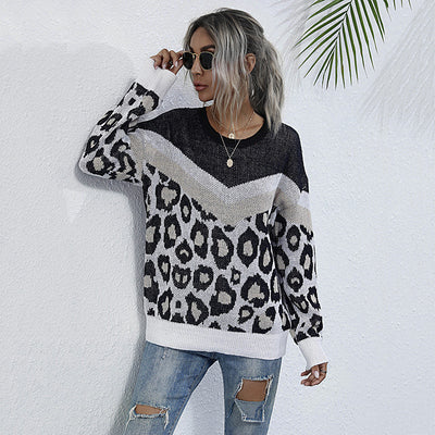 Jersey de Punto con Estampado Leopardo y Costura Decorativa para Mujer - Image 15