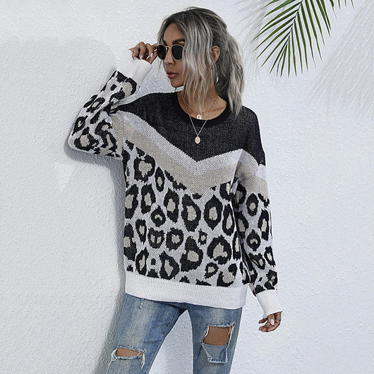Jersey de Punto con Estampado Leopardo y Costura Decorativa para Mujer - Image 15