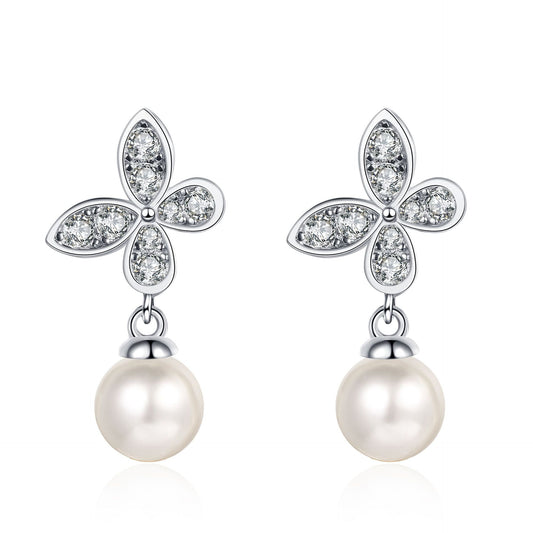 Aretes de Perla de Agua Dulce con Moissanita - Diseño Elegante y Brillante - Image 2