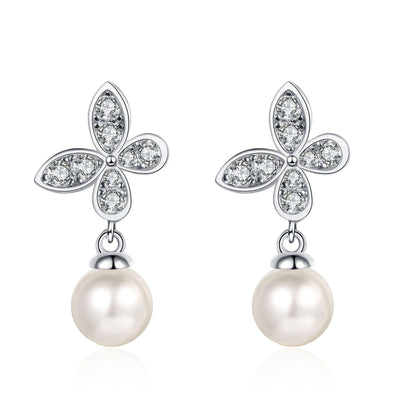 Aretes de Perla de Agua Dulce con Moissanita - Diseño Elegante y Brillante - Image 2