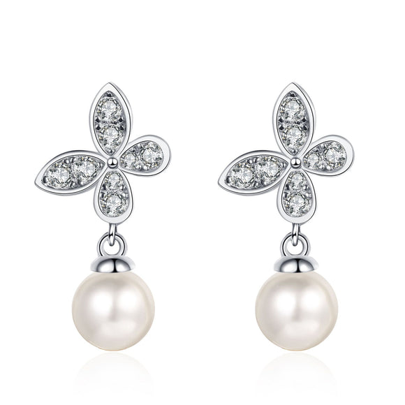Aretes de Perla de Agua Dulce con Moissanita - Diseño Elegante y Brillante