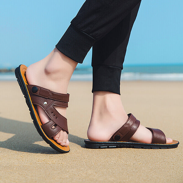 Sandalias de Cuero para Hombre - Calzado Casual de Playa y Moda