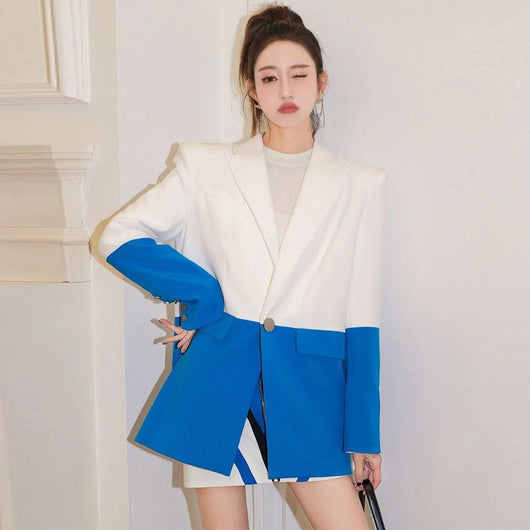Blazer Suelto Casual con Patchwork para Mujer - Image 3