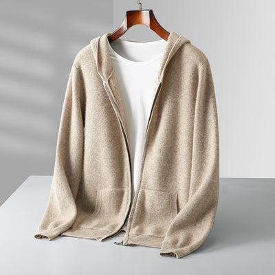 Cardigan de Lana con Cierre y Capucha para Hombre - Image 9