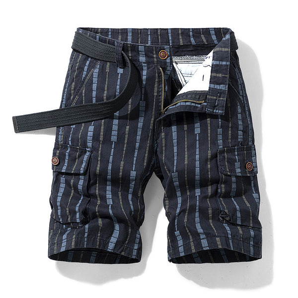 Pantalones Cortos de Trabajo Casual a Rayas para Hombre