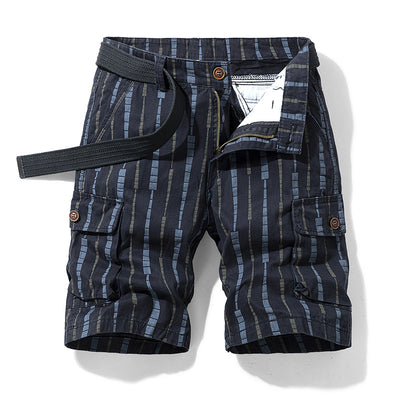 Pantalones Cortos de Trabajo Casual a Rayas para Hombre - Image 2