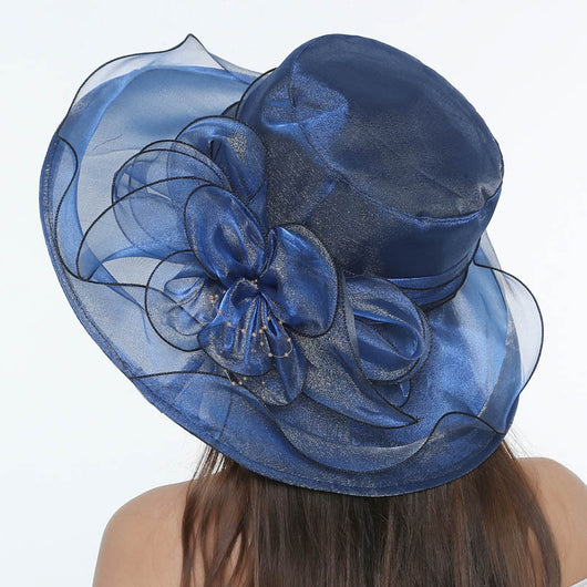 Sombrero de Playa Vintage con Malla Floral y Organza - Image 8