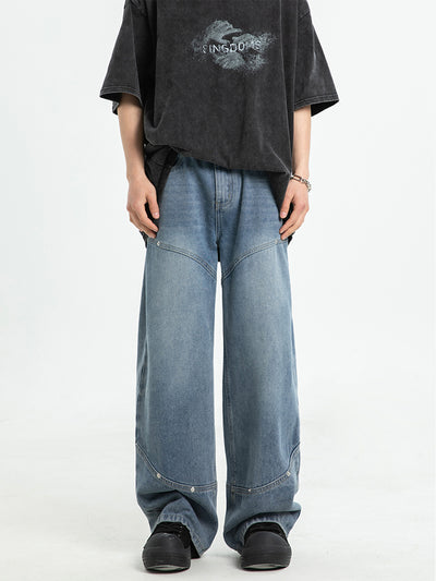 Pantalones Rectos Anchos para Hombre con Remaches Deconstructivos - Image 5