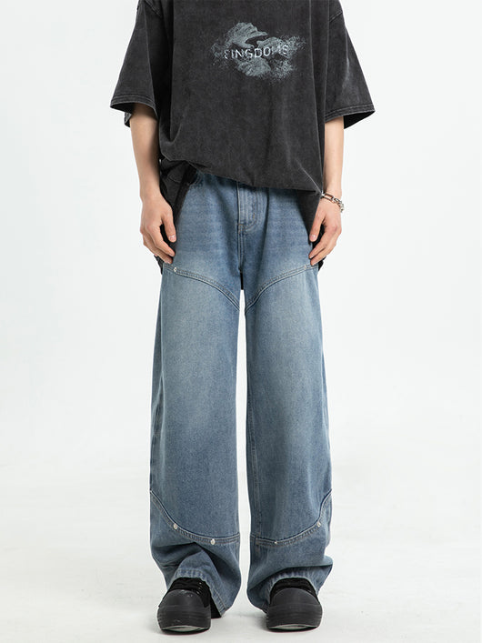 Pantalones Rectos Anchos para Hombre con Remaches Deconstructivos - Image 5
