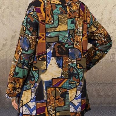 Camisa Estampada de Cuello Mao Manga Larga Mujer - Image 4