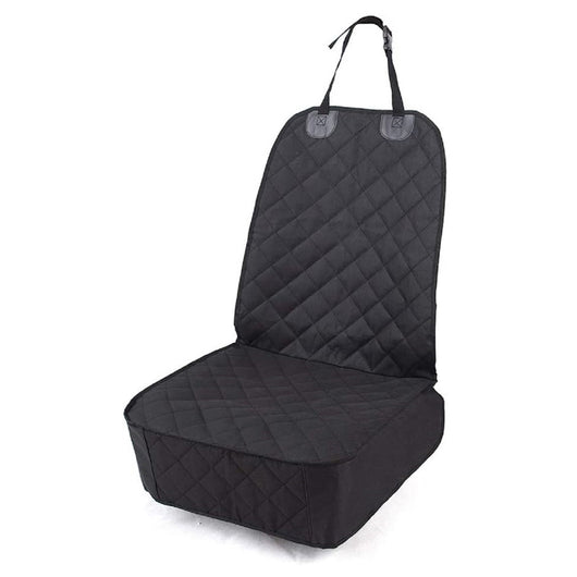 Brown quilted Oxford cloth pet car seat cover with black trim and adjustable straps, designed for vehicle co-pilot seats. - Image 2