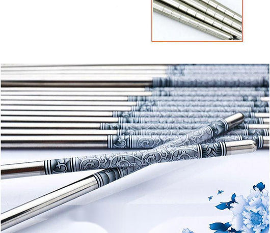 Palillos Chinos de Porcelana Azul y Blanca con Acero Inoxidable - Image 6