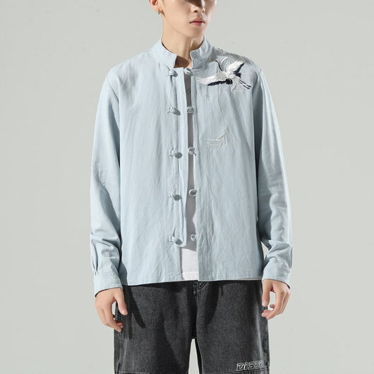 Cardigan Suelto Tipo Tang Chino con Botones Bordados para Hombre - Image 8