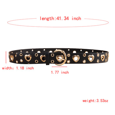 Cinturón Metal Punk para Mujer con Corazón Calado - Estilo Hip Hop Negro - Image 16