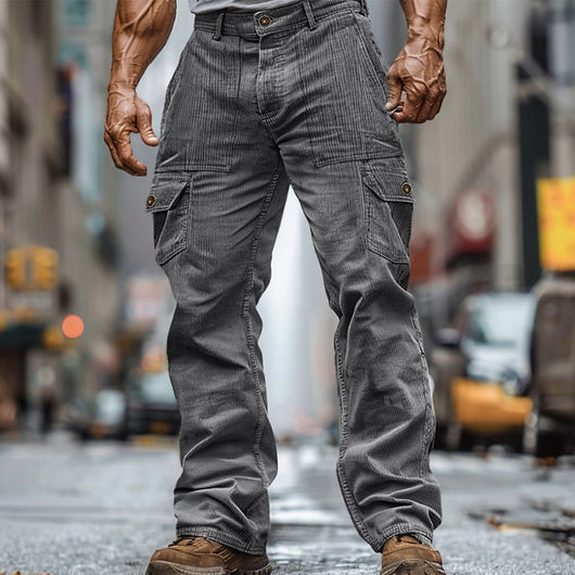 Pantalón de Pana Resistente con Cintura Elástica y Múltiples Bolsillos para Hombre - Image 6