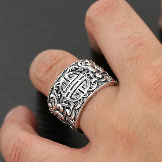 Anillo de Plata con Patrones Grabados y Diseño Vintage - Image 13