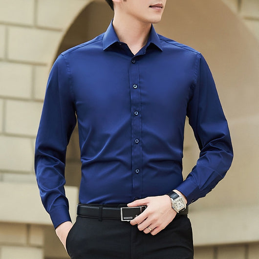 Camisa Blanca de Manga Larga Estilo Coreano para Hombre - Image 3