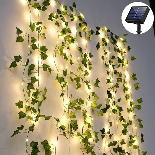 Cadena de Luces LED con Hojas Verdes y Alambre de Cobre para Decoración Interior - Image 7