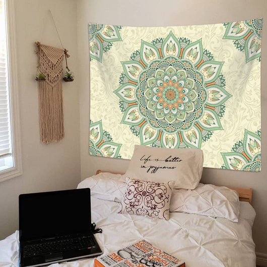Tapiz Mandala Verde Bohemio - Colgante Pared Salvia - Image 10