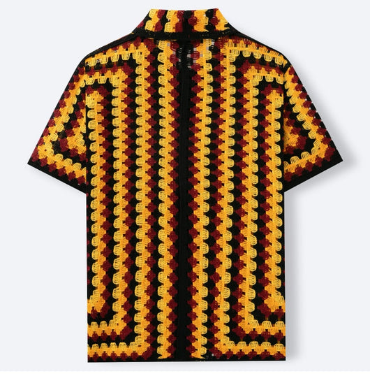 Camisa Retro de Punto Crochet a Rayas para Hombre - Image 14
