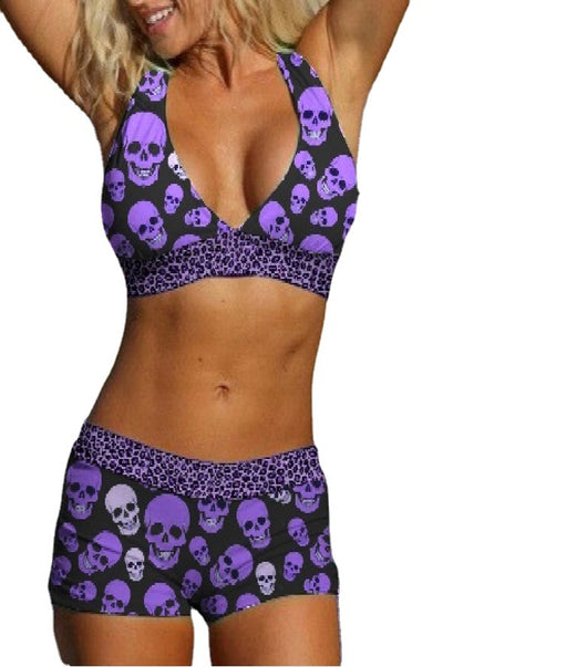 Bikini Deportivo Estampado Calavera - Traje de Baño Conservador para Playa - Image 14