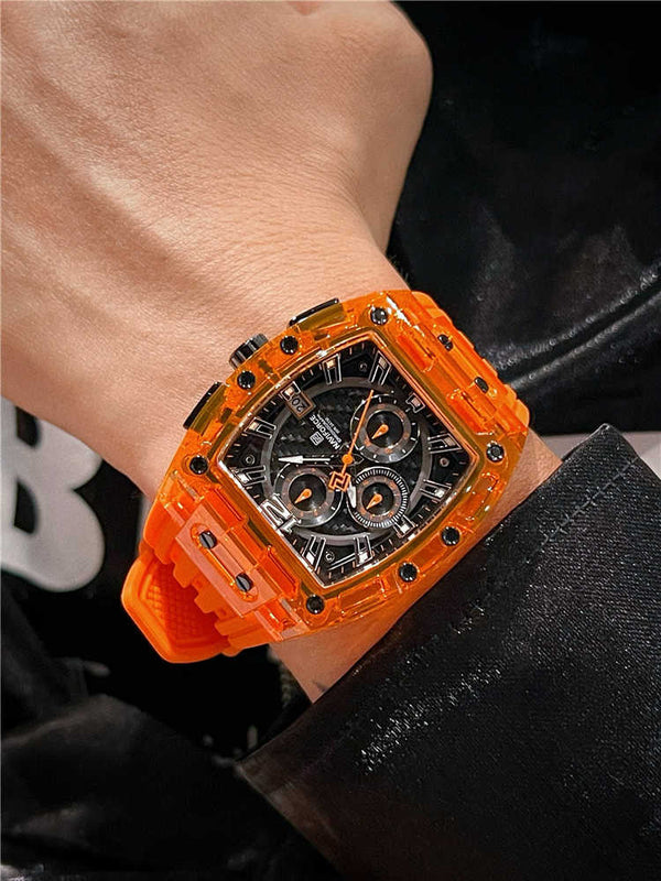 Reloj Deportivo con Correa de Silicona Transparente y Esfera Colorida Resistente al Agua
