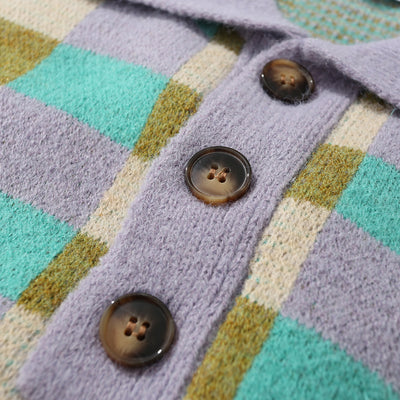 Suéter Polo Cuadros Hombre Estilo Urbano Corte Relajado - Image 9