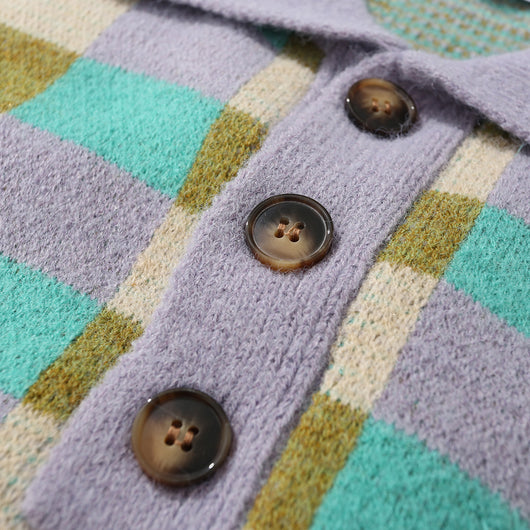 Suéter Polo Cuadros Hombre Estilo Urbano Corte Relajado - Image 9
