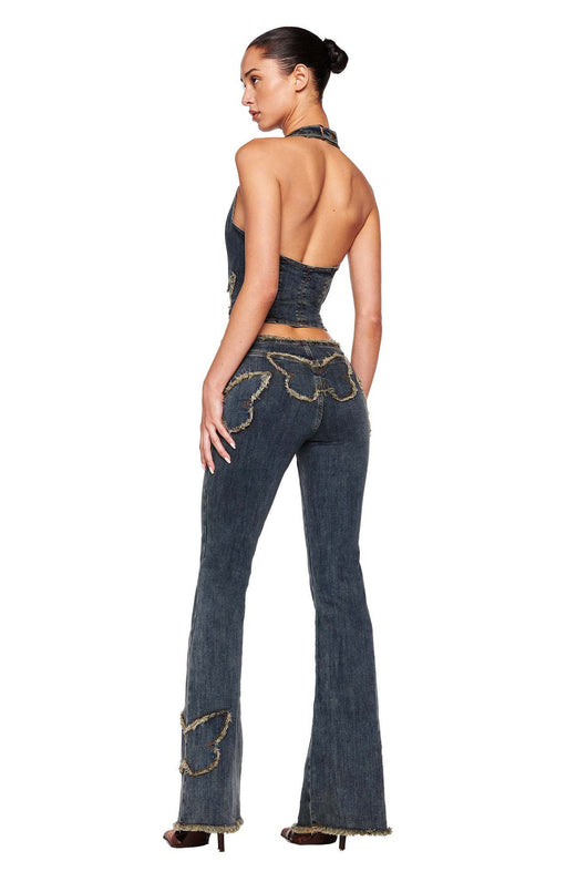 Jeans Slim Fit Retro con Bordado de Mariposas para Mujer - Image 16