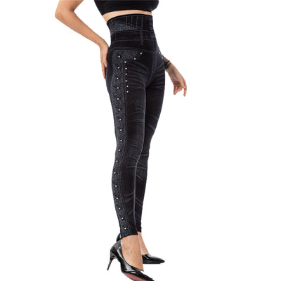 Pantalones Capri Ajustados de Cintura Alta con Detalles Brillantes - Image 9