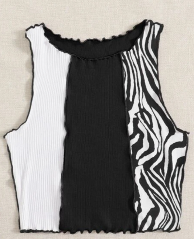 Chaleco Tejido Colorblock con Rayas Laterales para Mujer