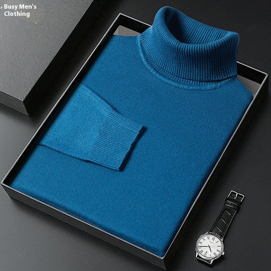 Suéter Cuello Alto para Hombre - Abrigo Básico Invierno Colores Sólidos - Image 29