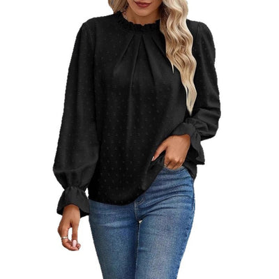 Blusa Jacquard Cuello Redondo Ajustada Efecto Reductor Manga Larga - Image 10
