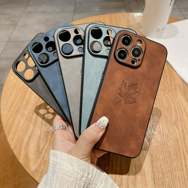 Funda para Teléfono Piel de Cordero Hoja de Arce - Protección Total
