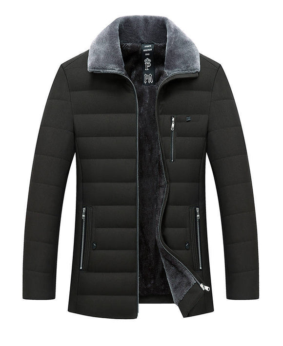 Men's Quilted Winter Jacket with Fleece Lining