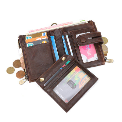 Billetera Retro Chocolate Doble Cierre Antimagnética - Image 5
