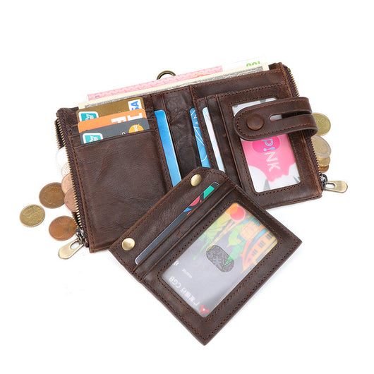 Billetera Retro Chocolate Doble Cierre Antimagnética - Image 5