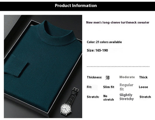 Suéter Cuello Alto para Hombre - Abrigo Básico Invierno Colores Sólidos - Image 19