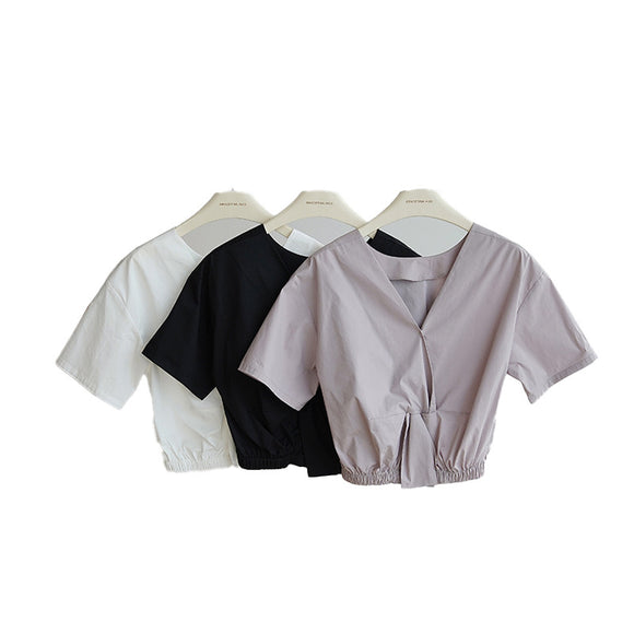 Blusa Cropped con Cintura Elástica Simple Kink