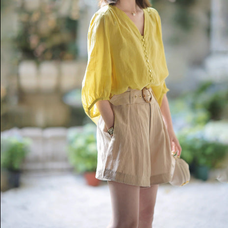 Blusa Suelta y Cómoda Amarilla para Mujer - Image 2