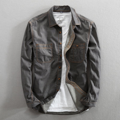 Camisa Denim Casual Holgada para Hombre con Cuello Solapa - Image 9