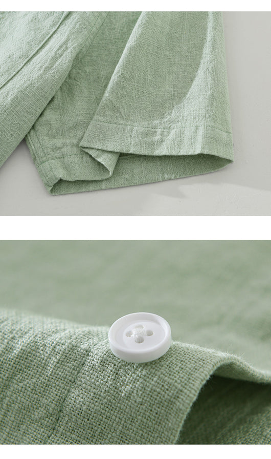 Camisa Casual de Algodón y Lino en Colores Sólidos - Image 16