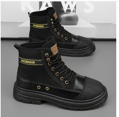 Botas de Trabajo Casual con Suela Gruesa - Estilo Motociclista Versátil para Hombre - Image 12